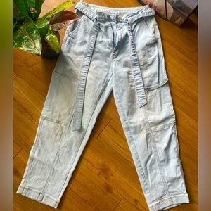 Universal Thread Cropped Ankle Length Jeans Waist Tie - light blue